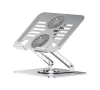 YWJLQH Laptop Cooling Stand with Swivel Rotating Feature Double-Fan Ventilation Metal Support Foldable Adjustment Suitable for Desktop Use Students Office, Silver, Silver