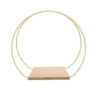YWJLQH Metal Floral Hoop Centerpiece, 30cm Gold Wreath Hoop Rings with Wooden Stands, DIY Floral Macrame Hoop Table Decoration for Holiday Wedding Christmas Party