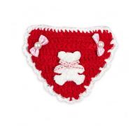 YWJLQH Pet Bandana or Pet Bow Tie for Halloween & Everyday, Red Triangle Scarf, Red Crochet Triangle Scarf with Bear Applique, Red