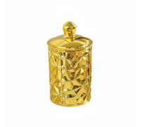 YWJLQH Storage Container Decorative Canister Gold Resin Secure Lid Gilded Pattern Material Suitable for Dried Fruit Storage Housewarming Gifts Living Room Decor, Gold, A391