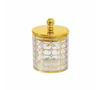 YWJLQH Storage Container Decorative Canister Gold Resin Secure Lid Gilded Pattern Material Suitable for Dried Fruit Storage Housewarming Gifts Living Room Decor, Gold, A377-1 S