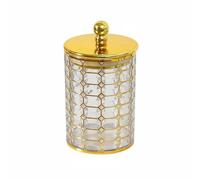 YWJLQH Storage Container Decorative Canister Gold Resin Secure Lid Gilded Pattern Material Suitable for Dried Fruit Storage Housewarming Gifts Living Room Decor, Gold, A378-1 M