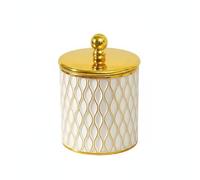 YWJLQH Storage Container Decorative Canister Gold Resin Secure Lid Gilded Pattern Material Suitable for Dried Fruit Storage Housewarming Gifts Living Room Decor, Cream White, A393 S