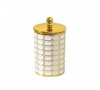 YWJLQH Storage Container Decorative Canister Gold Resin Secure Lid Gilded Pattern Material Suitable for Dried Fruit Storage Housewarming Gifts Living Room Decor, Cream White, A378-1 M