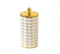 YWJLQH Storage Container Decorative Canister Gold Resin Secure Lid Gilded Pattern Material Suitable for Dried Fruit Storage Housewarming Gifts Living Room Decor, Cream White, A379-1 L