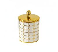 YWJLQH Storage Container Decorative Canister Gold Resin Secure Lid Gilded Pattern Material Suitable for Dried Fruit Storage Housewarming Gifts Living Room Decor, Cream White, A377-1 S