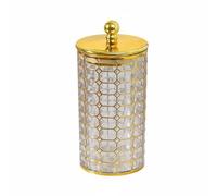 YWJLQH Storage Container Decorative Canister Gold Resin Secure Lid Gilded Pattern Material Suitable for Dried Fruit Storage Housewarming Gifts Living Room Decor, Gold, A379-1 L