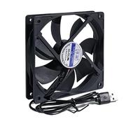 YWJLQH USB PC Fan Low Noise Easy Installation Black Plug and Play Electronic Cooling Fan 5V for AV Cabinet Server, 12cm