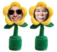 ywkiyrs Custom Dancing Sunflower Toy, Talking Flower with Custom Face, Repeats What You Say Sings Mimicks Records 120 Songs Funny Toys,Personalized Plush Toy Gifts for Birthday Festival (Pink)