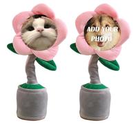 ywkiyrs Custom Dancing Sunflower Toy, Talking Flower with Custom Face, Repeats What You Say Sings Mimicks Records 120 Songs Funny Toys,Personalized Plush Toy Gifts for Birthday Festival (Yellow)