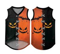 ywkiyrs Custom Dog Shirt for Halloween - Personalised Mesh Pet Vest with Name and Number, Breathable Lightweight Spooky Patterned Pet Clothes for Dogs, Sizes XS to XXXXXL