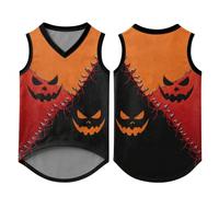 ywkiyrs Custom Dog Shirt for Halloween - Personalised Mesh Pet Vest with Name and Number, Breathable Lightweight Spooky Patterned Pet Clothes for Dogs, Sizes XS to XXXXXL