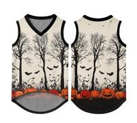 ywkiyrs Custom Dog Shirt for Halloween - Personalised Mesh Pet Vest with Name and Number, Breathable Lightweight Spooky Patterned Pet Clothes for Dogs, Sizes XS to XXXXXL