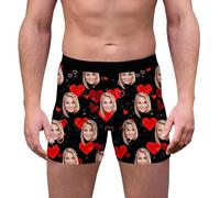 ywkiyrs Personalized Boxers for Men Husband Boyfriend, Custom Funny Face Boxers Briefs Underwear with Multi Girlfriend or Wife Photo Black