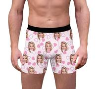 ywkiyrs Personalized Boxers for Men Husband Boyfriend, Custom Funny Face Boxers Briefs Underwear with Multi Girlfriend or Wife Photo Light Pink