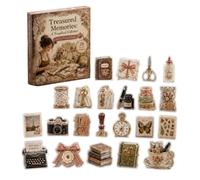 ywkiyrs Treasured Memories Scrapbook Advent Calendar 2026 with 24 Acrylic Pendants, Blind Box Countdown Gifts Featuring Vintage Stationery and Antique Books, Great for Christmas Tree Decor