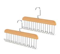 YWKJDDM 2 Pack Anti Slip Hook Coat Rack Bra Hanger, Belt Holder for Closet, Tie Hanger with 8 Hooks, Wooden Tank Top Hanging for Scarf Bra Ties Swimsuit, YW00041