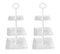 YWKJDDM 3 Tiers Cake Display Stand, 2PCS Party Server Plates Stands, Square Afternoon Tea Stands, Dessert Stand for Birthday Wedding Party