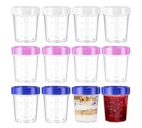 YWKJDDM Containers with Measuring Scale, Pack of 12 Food Storage Containers with Lids, Small, Reusable, Small Plastic Jars, Tupper Containers with De for Sauces, Salad, Yoghurt
