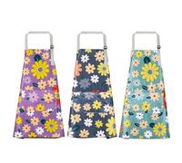 YWKJDDM Kitchen Aprons for Women, 3PCS Flower Aprons, Adjustable Floral Aprons, Waterproof Canvas Apron Chef Bakers Apron for Baking Cooking Gardening Restaurant