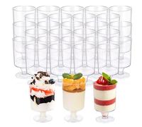 YWKJDDM Mini Dessert Cups, 50PCS Plastic Dessert Cups, 100ML Round Dessert Cups Clear Parfait Appetizer Cup, Reusable Serving Bowl for Dessert Pudding Mousse Party