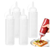 YWKJDDM Multipurpose Squirt Bottles, Squeeze 4PCS Sauce Dispenser - Plastic Condiment Bottle for BBQ, Olive Oil, Sauce (250ML)