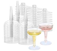 YWKJDDM Plastic Champagne Coupe, 25PCS Clear Wine Tasting Glasses for Champagne, 130ML Plastic Cocktail Cups for Mocktail Margarita Christmas Wedding Birthdays