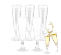 YWKJDDM Plastic Champagne Flutes, 25PCS Transparent Champagne Flutes Cups, Reusable Champagne Glasses for Birthday Party Wedding Garden Barbecue(150ML)