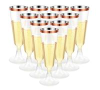 YWKJDDM Plastic Champagne Flutes, 25PCS Transparent Champagne Glasses, 150ML Rose Gold Rimmed Reusable Flutes for Birthday Party, Wedding, Garden, Barbecue