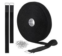 YWKJDDM Reusable Cable Ties 10m x 2cm Hook and Loop Straps with 50 Buckles, Adjustable Cable Straps for Cable Tidy Wire Management Cord Organiser