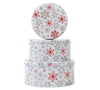 YWKXM Cookie Tin Round Storage Tins for Christmas Gift Giving, 3Pcs Extra Thick Metal - Large, Medium and Small Sizes
