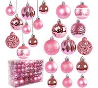 Ywlake 100Pcs Christmas Ball Ornaments for Christmas Tree Decoraion Baubles Shatterproof Balls Hanging Ornaments for Xmas Holiday Party Home Decorations (Pink)