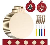 Ywlake 50pcs Christmas Unfinished Wooden Ornaments Blank Round Wood Discs for Kids DIY Crafts Centerpieces Holiday Hanging Decor Decorations