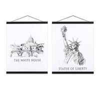 Ywlake Magnetic Poster Frame Frames,Light Wood Wooden Poster Hangers Hanger Hanging Kit for Canvas Artwork Art Print (35cm / 13.8", Black,2 Packs)