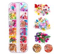 YWLI Dried Flowers & Foil Nail Art Kit - 108PCS, 33 Colors, 2 Color Foil, Accessories for Resin Molds