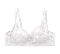 YWLINK Dance Bra Womens Underwire Bra Lace Floral Bra Unlined Unpadded Plus Size Full Coverage Bra (White, 38)