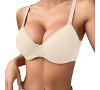 YWLINK Gym Sets Womens Deep V Bras Wireless Comfortable High Support SeamlessBra Adjustable Strap Full Coverage Up Bralette Padded Sexy no Underwire Lingerie (Beige, 75C)