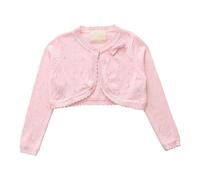 YWLINK Kids Girls Top Spring/Summer Solid Color Long Sleeved Lace Single Bow Cardigan Birthday School Fall Shirts for Girls (2-Pink, 3-4 Years)