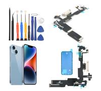 YWLRONG for iPhone 14 Plus Charging Port for iPhone 14 Plus Dock Connector Replacement USB Charger Board Flex Cable Assembly Accessories with Repair Tools(White)