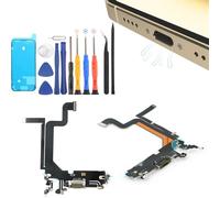 YWLRONG for iPhone 14 Pro Max Charging Port for iPhone 14 Pro Max Dock Connector Replacement USB Charger Board Flex Cable Assembly Accessories with Repair Tools(Gold)