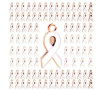 YWLUUOO 100Pieces Ribbon Pendants Long Lasting Breast Cancers Awareness Charm Hope Ribbon Pendant Earring Dangle Accessory Mixed Color Pendants