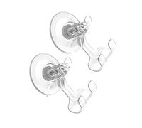 YWLUUOO 2 Pack Suction Cup Hook for Shower Clear Brush Holders Without Drill Bathroom Storage Instants Installation Shower Hook