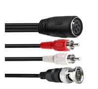YWLUUOO 6 Pin DIN Female to Red White Phono and BNC Adapter Cable, 50 Cm Split Cord for Vintage Turntable, Amplifier, Monitor, and DIN Port Video Gear