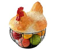 YWLUUOO Artistic Hand Crafted Animal Designed Basket with Lid Decorative Storage Container for Seasonal Vegetables Chicken Molded Basket