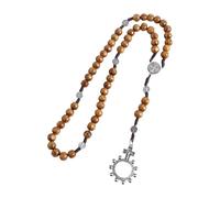 YWLUUOO Catholic Rosary Necklace with Pardon Crucifix Medals Wood Beads Prayer Chain for Baptisms and Mass Ceremonies Gift Wood Beads Necklace