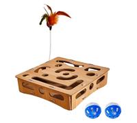 YWLUUOO Cognitive Development Cats Puzzles Toy Natural Wood Design Interactively Hide S ame for Playing Durability Wooden Pet Toy