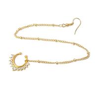 YWLUUOO Fake Septum Nose Adjustable Size with Shinning Crystal Indian Rings Anti-allergic Gold/Silver Rings Hoops