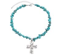 YWLUUOO Halloween Irregular Stone Pendant Necklace Gothic Natural Stone Cross Pendant Choker Adjustable Chain Party Ornament Gothic Cross Necklace Halloween Jewelry