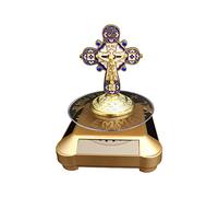 YWLUUOO Metal Cross Ornament for Praying Garden, Blue