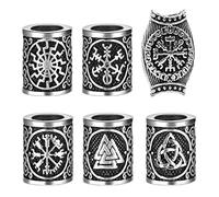YWLUUOO Nordic Pattern Retro Big Hole Beads Beard Necklaces Dirty Braid Accessories Letters Beard Hair for Men